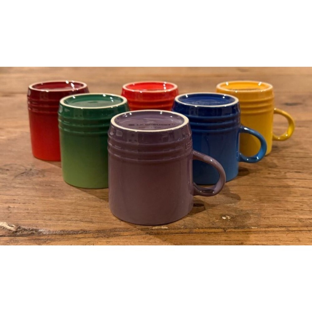 Le Creuset Stoneware Rainbow Multicolor Set of 6 7oz London Cappuccino Mugs NEW - Picture 6 of 6